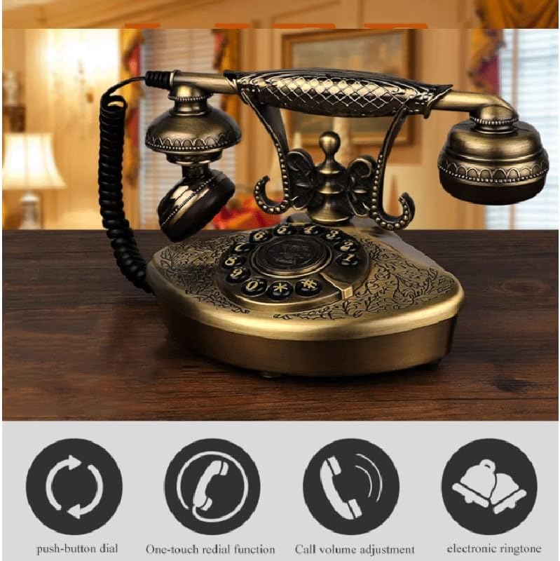 N/A Ретро Настолен Телефон В Старинен Стил, Метален Телефон с Кнопочным набор от Електронни Мелодии, Украса Телефон за Домашния
