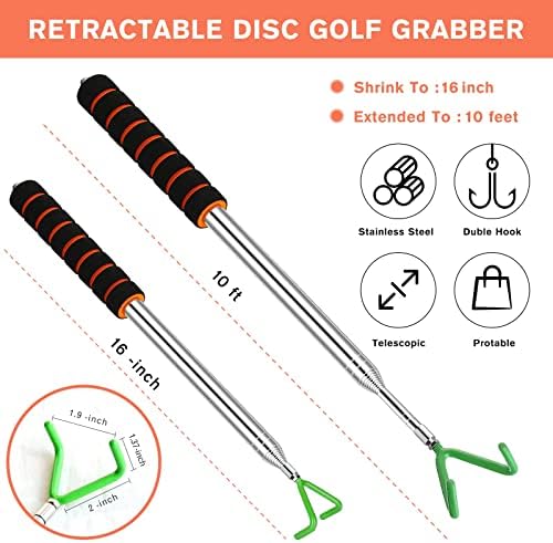 VOOADA Disc Golf Звученето, Многофункционални Телескопични Аксесоари, за да карам голф с Дължина до 10 метра, с удобна чанта за носене, Стартови комплекти, за да карам голф с