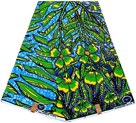 Плат с африканските Принтом Направи си сам, за Вечерна рокля от Памук, Плат Анкара, Черна Африканска Плат, 6 Ярда (Зелен/Жълт)