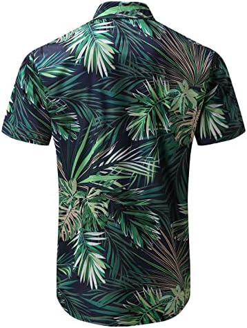 UBST Мъжки Хавайски Ризи, Летни С Къс Ръкав, Тропически Цветя Принтом, Копчета, Свободно Cut, Плажна Риза Алоха