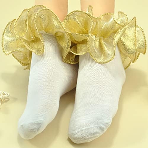 Hopply/ 2 Чифта Чорапи с рюшами За момичета, Големи Двойни Чорапи-рокля С Дантелен завършек и Накъдрен, Чорапи Пачки на Принцеси за