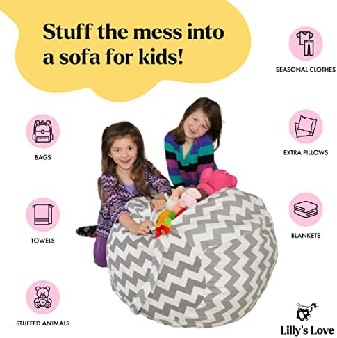 Lilly's Love - Мек стол-чанта за съхранение на животни | Моющийся, Печатни калъф тропане с цип за организиране на детски плюшени играчки | С зигзагообразным модел за момче?