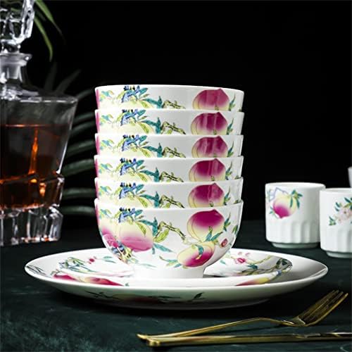 HOUKAI Китайски Имитационный Керамични Съдове Чаша, Чиния Лъжица И Пръчици За Хранене Домакински Комплект