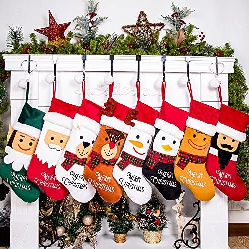 Rorain Коледни Чорапи, 8 X 20,5Голям Коледен Отглеждане Velvet Луксозен Класически Окачен Украшение Украса за Семейна Празничния