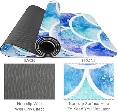 Много дебело килимче за йога с акварельным принтом Русалка - Екологично Чист Нескользящий подложка за упражнения и фитнес, тренировъчен