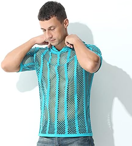 Мъжки Ажурная Риза с качулка в Райе от Прозрачна Мрежа, Прозрачен Мускулен Топ, Ризи За Активни тренировки Във фитнеса, Широки Тениски