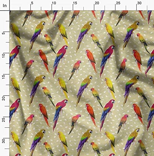Бежовата памучен батистовая плат Soimoi плат с принтом папагал Ара ширина 1 ярд 58 инча