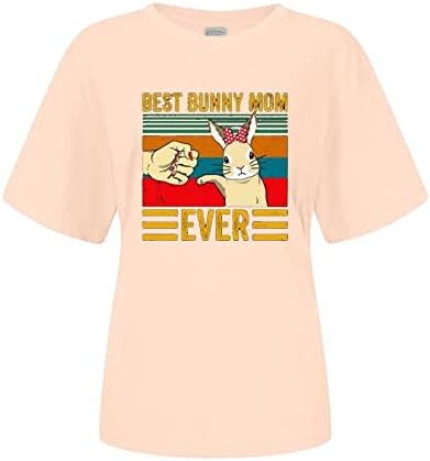 Честит Великден Ризи за Жени, Тениска с изображение на Динозавър и Великденски Яйца, Забавни Тениски с Къс Ръкав и Писмото