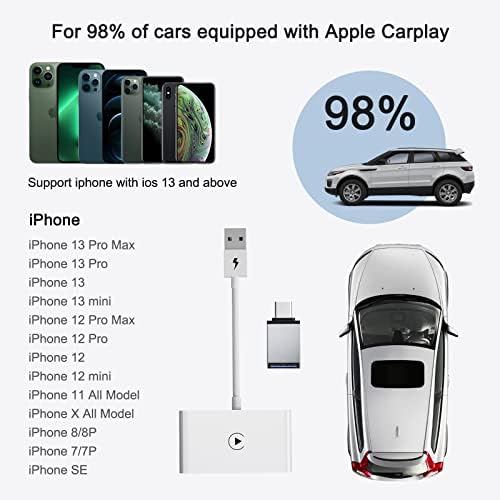 Безжичен адаптер Carplay Acnob с USB Type C, за фабрика жични автомобили Carplay, автомобилен ключ за преобразуване в безжична, съвместим с