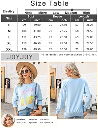 JoyJoy / Дамски Блузи Be Kind, Пуловери с дълъг ръкав и кръгло деколте, Потник, Свободни Блузи с графични Букви, Ризи