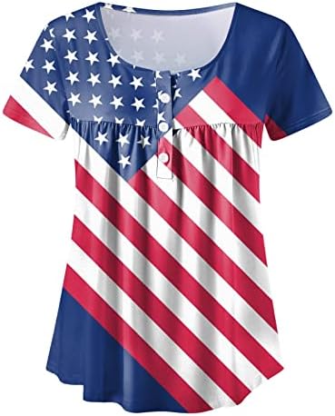 Риза Жените с Къс ръкав на Деня на Независимостта за Жени, по-Големи Размери, Американската Тениска с Принтом 4 юли, V-Образно