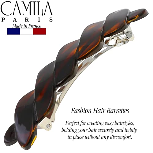Camila Paris CP2427 Френска Шнола за коса за момичета с плетением, черупката на Костенурка, Автоматична закопчалки, Игли за