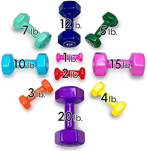 Комплект от 3 Чифта Винил Шестоъгълни утяжелителей Brightbells: Многоцветни нескользящие гири с тропически покритие Без утяжелителей