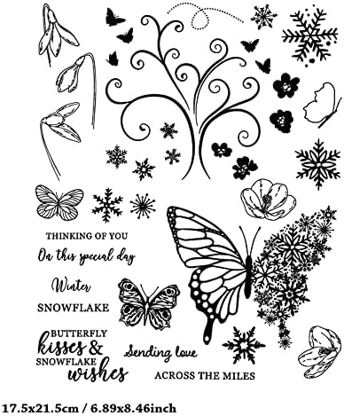 Арбуя Коледни Снежинки Пеперуди, Цветя, Коледни Писма Настроението Прозрачни Печати за Направата на Коледни картички, Украса и Scrapbooking