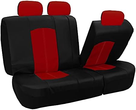 Калъфи за автомобилни седалки FH Group Червен Пълен Комплект от изкуствена кожа - Универсална засаждане, Автомобилна Седалка, Седалка