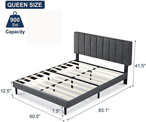 Хибриден матрак IYEE NATURE 12 инча с вътрешна пружина Queen + рамка на легло на платформата 42 инча (сив)