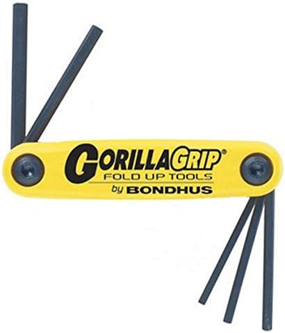 Набор от Bondhus 12585 GorillaGrip от 5 шестоъгълни сгъваеми ключове, размери от 3/16-3/8 инча