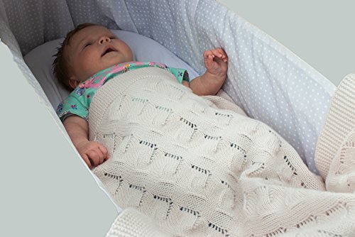 Луксозно бебешко одеало Унисекс от кашмир - Бяло - Направено на ръка в Шотландия Love Cashmere - 300 рупии