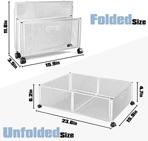 NBOOCUP За съхранение под леглото на колела, Контейнери за съхранение под леглото в събирането, без инструменти, една Метална