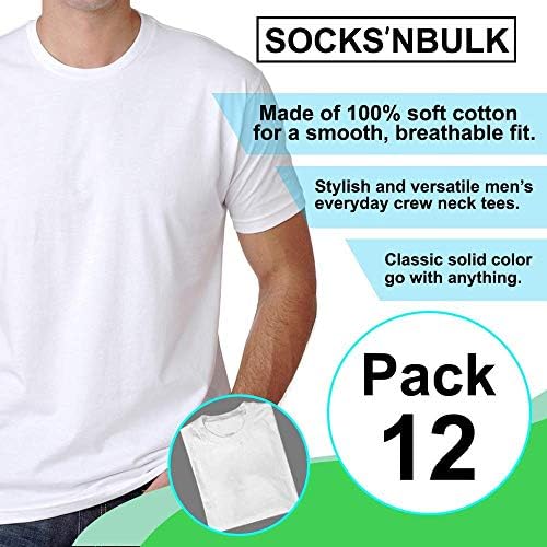 Socks'NBULK Мъжки Памучни Ризи с кръгло деколте и Къс ръкав в Различни Цветове в насипно състояние В опаковката