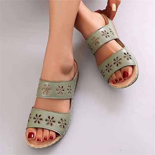 Чехли за жени за вкъщи и на улицата, Пролетно-летни обувки на плоска подметка с цветен Модел, Модерни Плажни Чехли в Римски стил