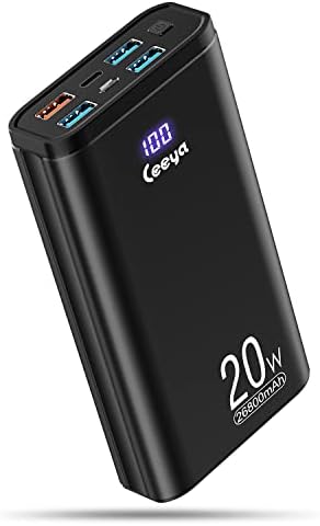 Преносимо зарядно Ceeya PD 20 W, акумулаторна батерия USB C, висока скорост на зареждане, захранване капацитет 26800 ма,