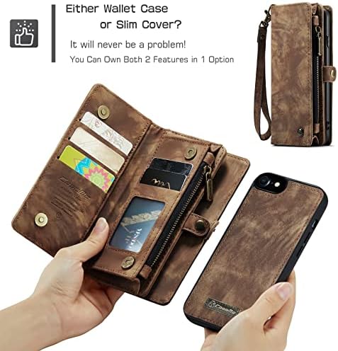 Защитни калъфи за смартфони, една чанта-портфейл за iPhone 6 / 6S /7 / 8, 2 в 1, Подвижни Кожен калъф Премиум-клас на Магнитен