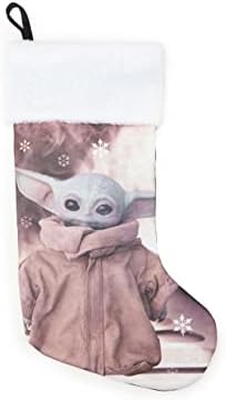 Коледни чорапи Sister Novelties за деца (Мандалорианские Коледни чорапи - 16,5 инча x 9 инча), Детски Коледни Чорапи, Коледни чорапи за децата на Коледа на малко Дете Йоды