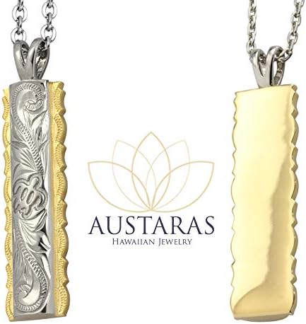 Колие Austaras Hawaiian Bar - Медальон от Неръждаема Стомана с покритие от злато 14 Карата и сребро Проба 925