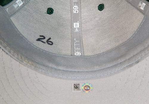 2019 Oakland Athletics A ' s Matt Чапман 26 Game Пусна Pos Използвана Зелена шапка BP - Използваните в играта Тениски MLB