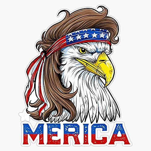 HOF Търговия Eagle Мълет Merica - Мъжки на 4 юли Американският Флаг на САЩ Vinyl Стикер Водоустойчив Стикер За стена, Лаптоп, Прозорец,