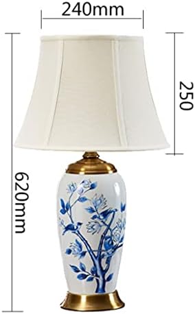 Китайската Настолна лампа WENLII, Креативна Нощна лампа за Спални, Керамика Дизайнерска лампа, за да се учат в хотела (Цвят: E, размер: 62x24