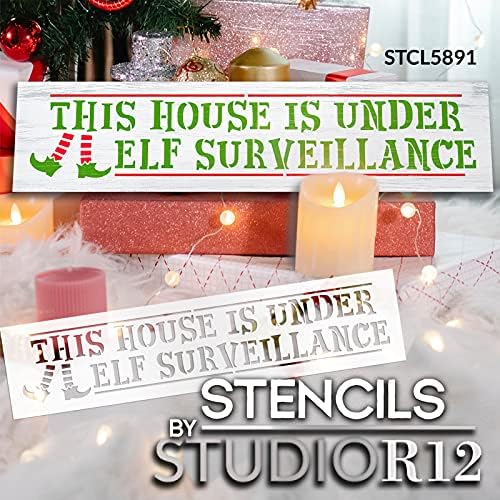Шаблони Дом под надзор на Елфите от StudioR12 | Коледен Декор за дома със Собствените си ръце | Дървена Табела Направи си сам | за многократна