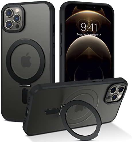 Калъф Telaso за iPhone 12 Pro Max с невидима магнитна стойка [Съвместим с MagSafe] Прозрачна Твърда делото от мека TPU, Hybrid Противоударная