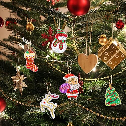 Коледни Висящи Комплекти за Творчество с Диаманти, Ключодържател с Бриллиантовыми Украса, Коледни Ключодържател с Диамантена Рисувани САМ 5D, Висящи Украшения за Е