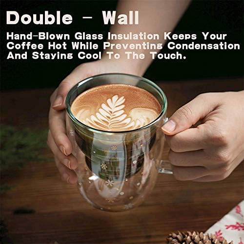 Чаши за кафе Infmetry Коледна Елха С Двойни стени от Стъкло (10 унции)