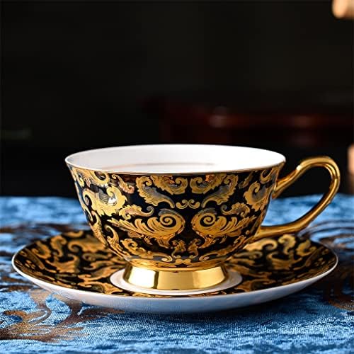 ZHUHW 15 Бр Класически Стил Керамични Чай Златен Порцеланов Комплект Напитки за Следобеден чай, за 6 Човека