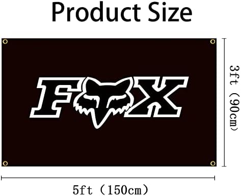 Банер RAUMM, Авто флаг FOX Motorcycle Racing 3x5ft, Инструменти за определяне на хартата от полиестер, за автомобилни