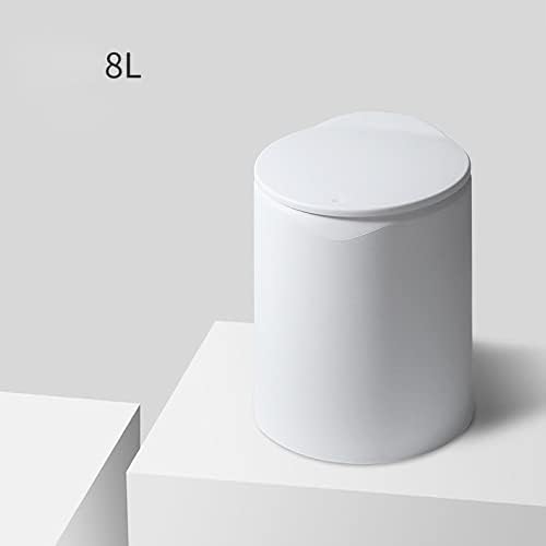 NA Домакински Кухня Хол Спалня Кошница за тоалетна хартия Преса-тип кофа за Боклук Голям Капацитет за съхранение с Капак 8l Бял цвят (20
