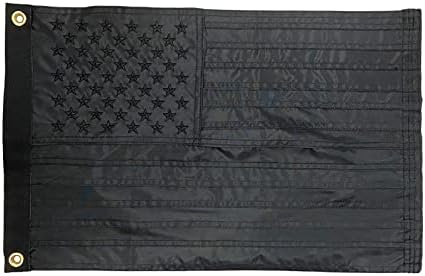 Homissor Черен Американски Флаг 12x18 Всички Черни Знамена 1х1,5 С Бродирани Звездите Тежкотоварни Флаг За Малка Лодка Здрави