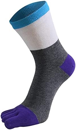 LHLLHL Модни Компресия чорапи с пръсти, Чесаные Памучни Чорапи с пет пръста, Спортни Мъжки чорапи в по-Голяма лента за Момчета за Мъже (Цвят: