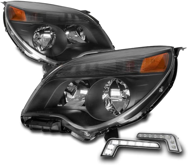 ZMAUTOPARTS сменяеми фарове, черни фарове с 6,25 бели led светлини DRL за 2010-2015 Chevy Equinox