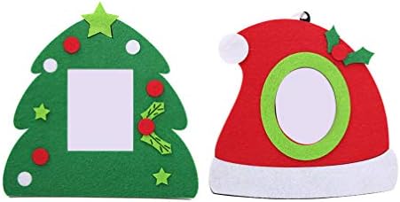ПОРТАТИВНИ 2 елемента Коледни Рамки За снимки Шапка на Дядо Коледно Дърво, Филц Рамка за Украса на Празнични Подаръци, Декорация на Дърво Снимка Украшение