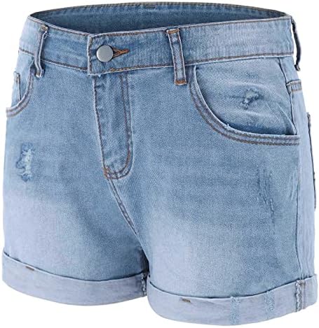 Дънкови шорти FVOWOH, женски бели дънкови къси панталони с висока талия, дамски летни къси дънки, дънкови дамски къси панталони с джобове