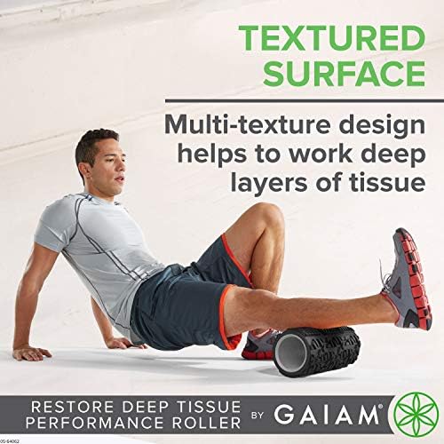 Gaiam Restore Massage Roller - Масажен валяк за дълбоките тъкани | Мультитекстурированный Масажор с твърда вътрешна стълб с висока
