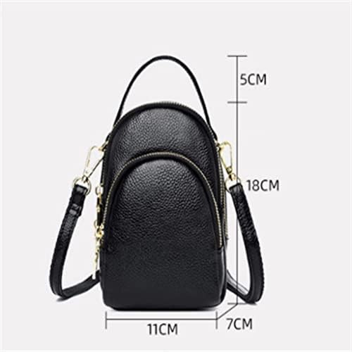 ZHUHW Чанта за мобилен телефон от естествена кожа, Мини-Малка чанта, Дамска чанта-месинджър, малка чанта за мобилен телефон с вертикална секция (Цвят: черен размер: 1 бр