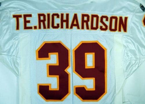 1995 Канзас Сити Шефове на Тери Ричардсън 39, Издаден за игра В бяла тениска 44 DP17050 - Използваните тениски за игри NFL без подпис