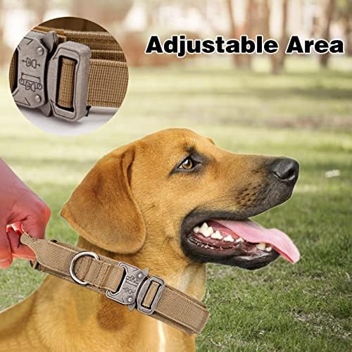 Тактически нашийник за кучета, Регулируема Военно-тренировъчен найлонов нашийник за кучета с дръжка и стабилна метална катарама,