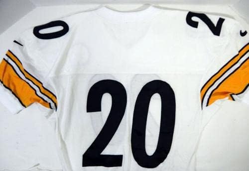1997 г. Питсбърг Стийлърс №20, Построена Бяла риза 46 DP21270 - Използваните тениски за игри NFL без подпис