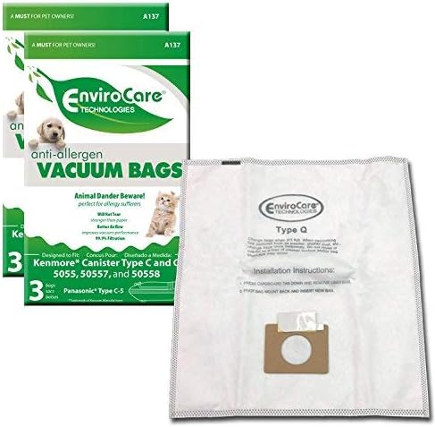 Сменяеми торби за прах за филтриране на алергени Envirocare, предназначени за прахосмукачки Kenmore Canister Type C и Q 50555,